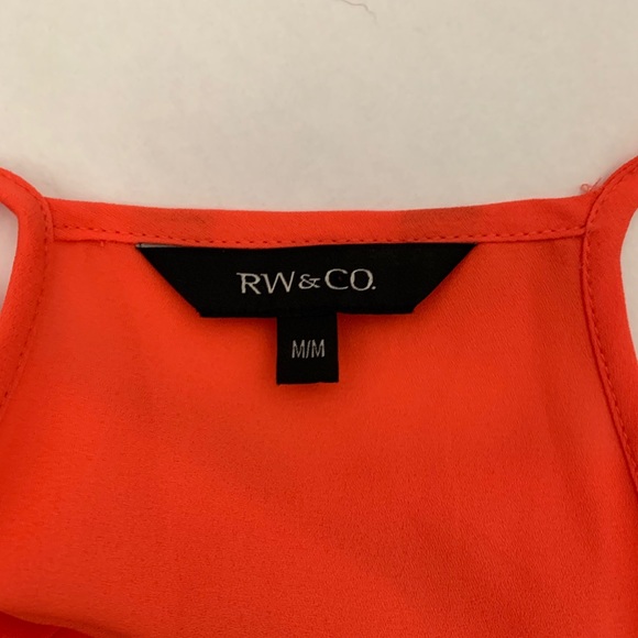 RW&Co Neon Coral Women’s Hi-Lo Ruffle Tank - Med - Picture 5 of 6
